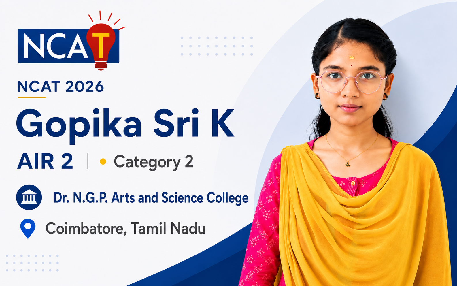 Gopika Sri K - NCAT 2026 testimonial